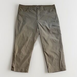 Eddie Bauer Women's Capri Pants Size 14 Tan Nylon Spandex Stretch Hiking Outdoor